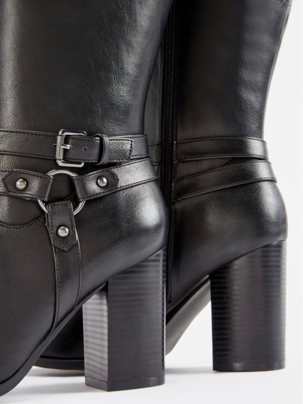 JustFab Ariel Black Heeled Harness Boots Size 5.5 NEW